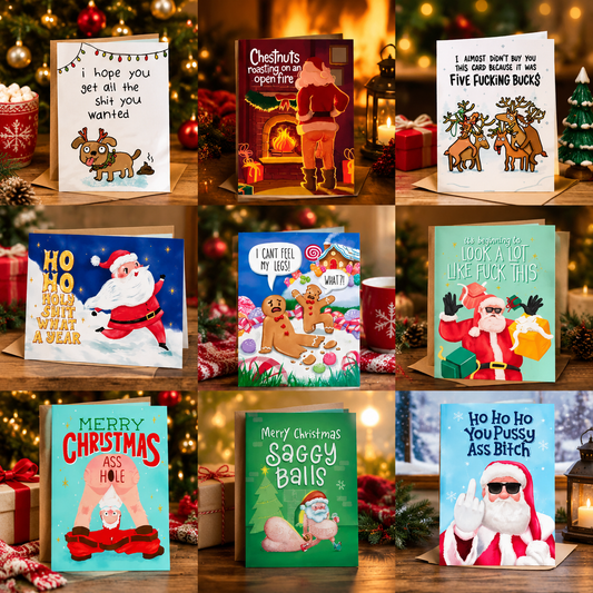 🎄🎅Greetings Funny Inappropriate Christmas Card 9-Piece Set