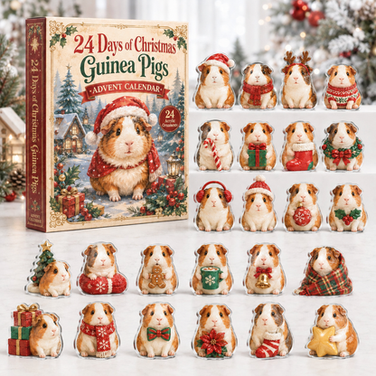 CHRISTMAS KICKOFF:2026 Guinea Pig Christmas Advent Calendar - 24 Days of Adorable Festive Surprises, Acrylic Ornaments Blind Box -Gift for Guinea Pig Lovers