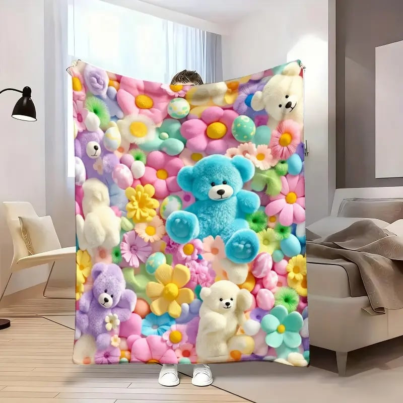 Teddy Pastel Floral Print Throw Blanket