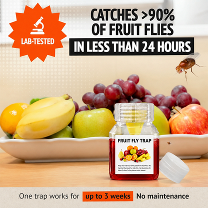 Ultra-Strong Fruit Fly Trap - User Friendly (Up to 3 Weeks per Bottle)