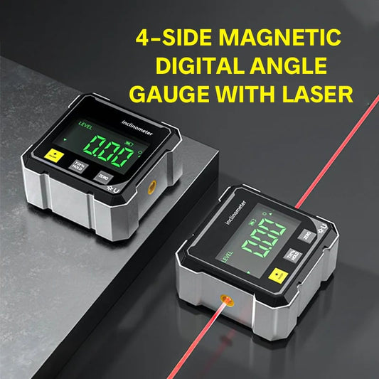 4-Side Magnetic Digital Angle Gauge with Laser