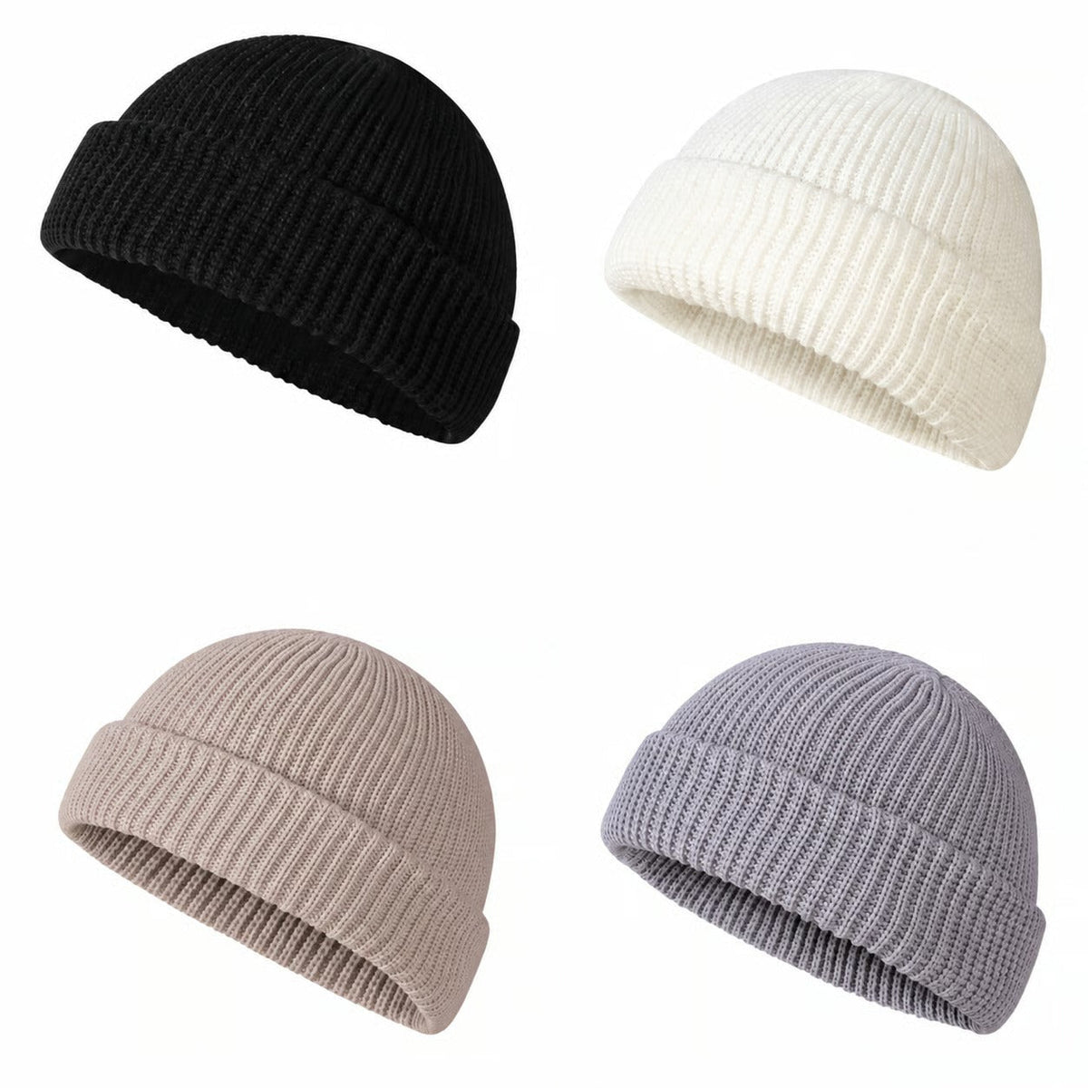 Men's Solid Color Beanie Set