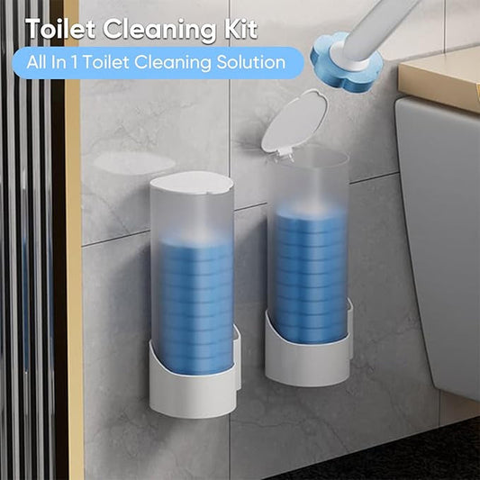 Disposable Toilet Cleaning System: Toilet Brush & Holder Kit with 18PCS Pre-Soaked Cleaner