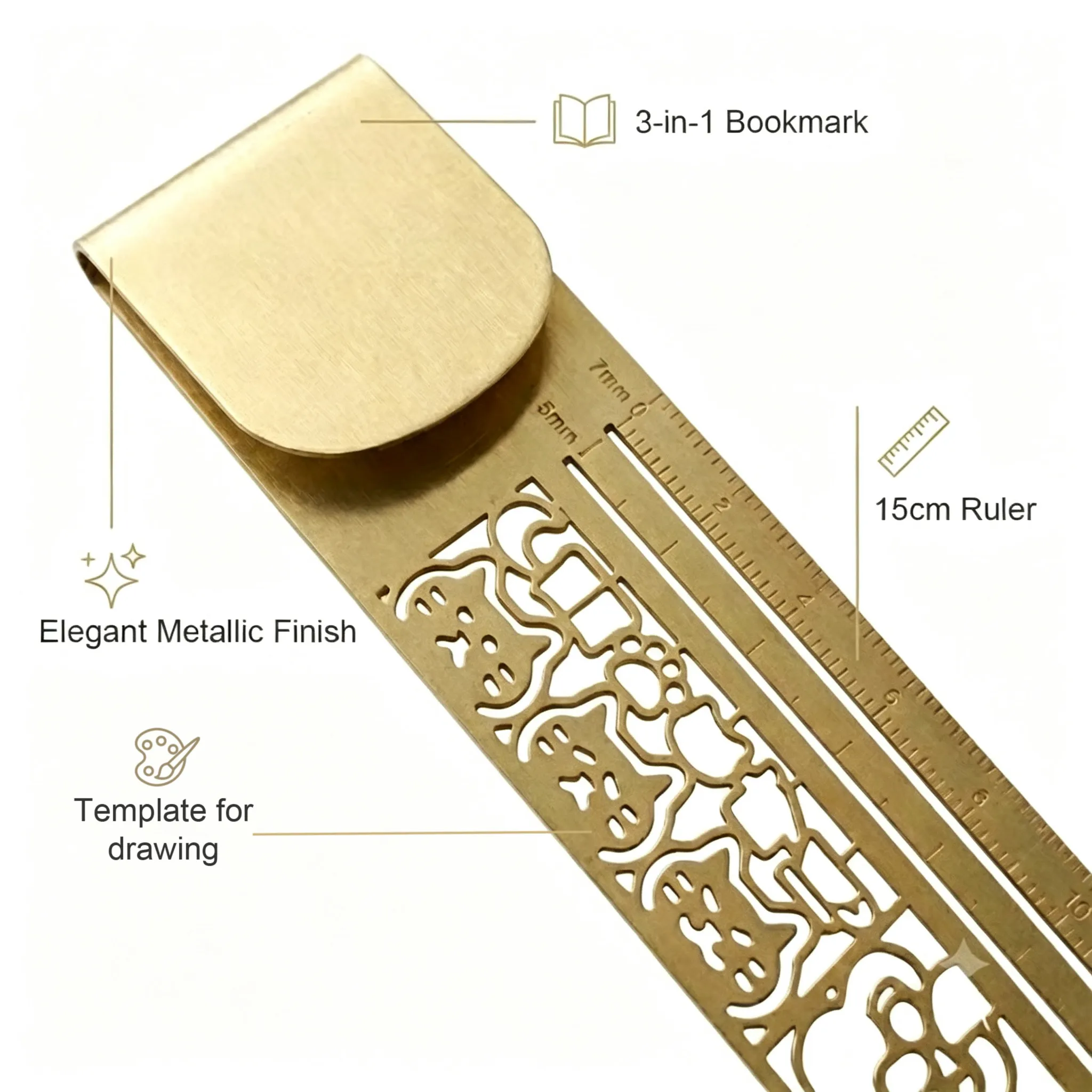 Decorative metal bookmark ruler product details