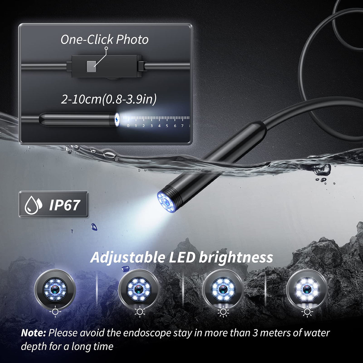 🔎 Plug-and-play endoscope camera – Compatible with Android, iPhone and iPad for direct connection